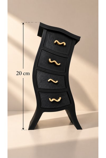 PELIUS Jewelry Organizer – Desktop Organizer, Decorative Accessory Organizer, Black with 4 Drawers