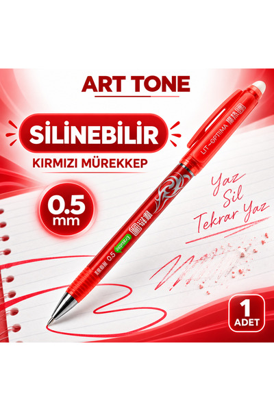 Art Tone Optima Silinebilir Tükenmez Kalem 0.5 mm Kırmızı 1 Adet - Yaz Çiz ve Geri Sil Özel Kalem