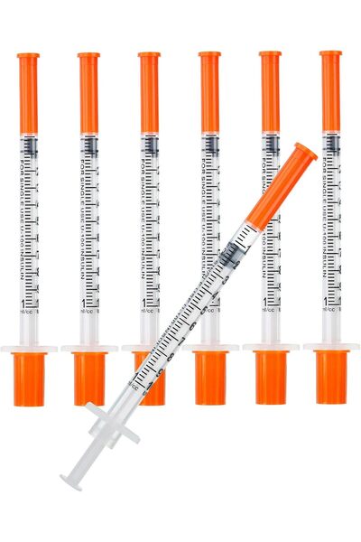 Generic 1ml Syringe with Cap 31G 1/4-inch 6mm Syringes, Pack of 100, Disposab...