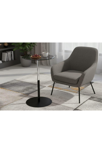PLUS 49 Modern Single Service Table with Glass Circle Touch and Metal Column
