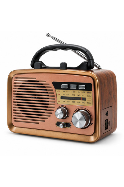 varioshop ®   Ρετρό Φορητό Ραδιόφωνο, Bluetooth, AM/FM/SW, USB, MicroSD, Μπατ...