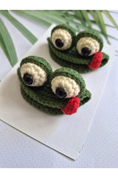 Hand Mother's Since 2024 Yeşil Kurbağa Komik Tasarım Toka Handmade 2'li Hediy...