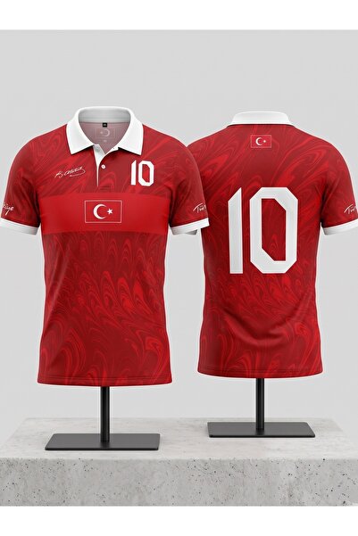 MBEY1989 Ay Yıldızlı Kırmızı- Beyaz Atatürk İmzalı Polo Yaka Forma