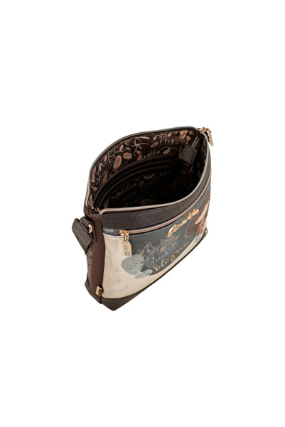 Anekke Geantă crossbody maro cu lalele 43703-069