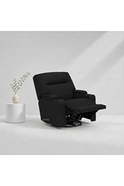 BACK CARE كرسي هزاز قابل للإمالة، مخمل، مزود بمسند للقدمين، أسود، MG-3-R