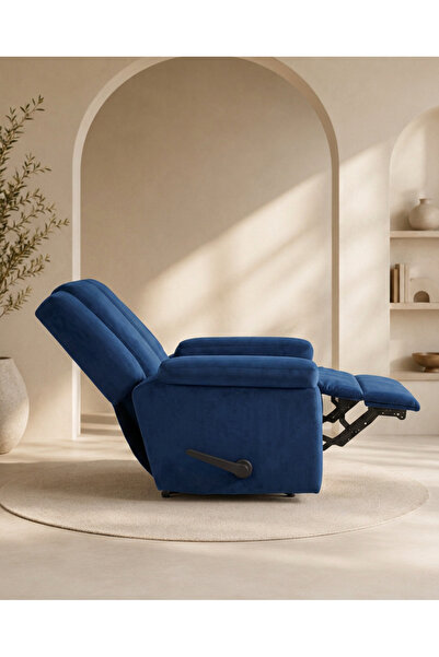 BACK CARE Fixed Base Recliner Chair, Velvet, Footrest, Blue, ND-3-S