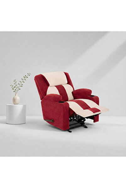 BACK CARE كرسي استرخاء بقاعدة ثابتة، مخمل، مزود بمسند للقدمين، أحمر، MG-8-S
