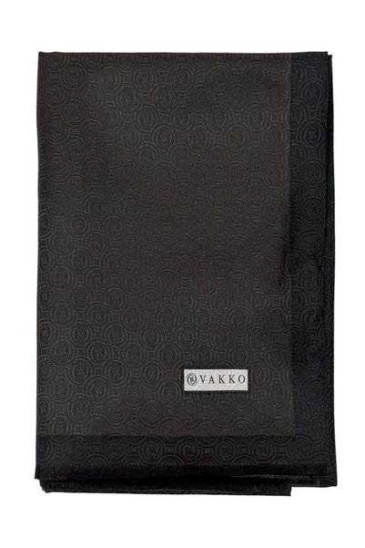 Vakko Jakarlı İpek Şal - Helezon Monogram - Acı Kahve