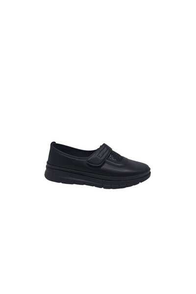 Zerhan 1001 Women's Black Stone Velcro Stretch Daily Use Comfort Shoes