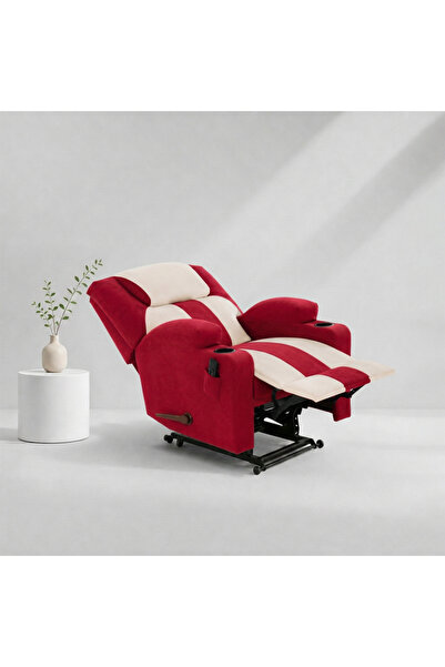 BACK CARE كرسي استرخاء بمحركين مزدوجين، مخملي، مع مسند للقدمين، أحمر، MG-8-A