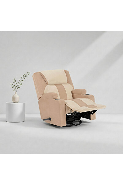 BACK CARE كرسي هزاز قابل للإمالة، مخمل، مع مسند للقدمين، بيج، MG-8-R