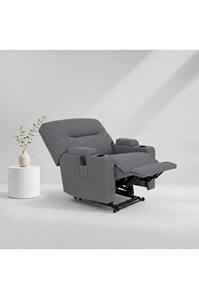 BACK CARE كرسي استرخاء بمحركين، مخملي، مع مسند للقدمين، رمادي، MG-3-A