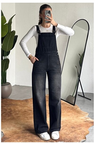 Köstebek High Waist Wide Leg Strappy Women's Salopet Overalls Gardener Pants