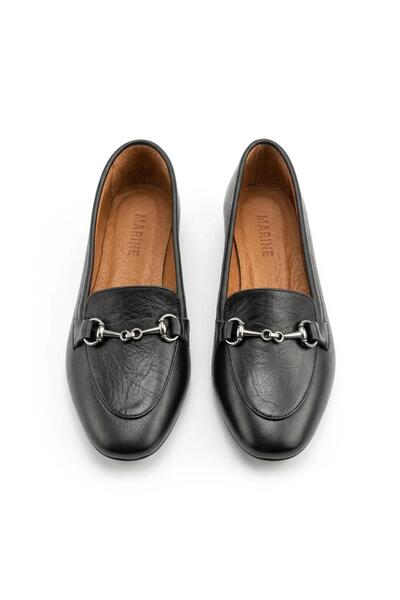 Marine 102 Black Genuine Leather Ballerinas