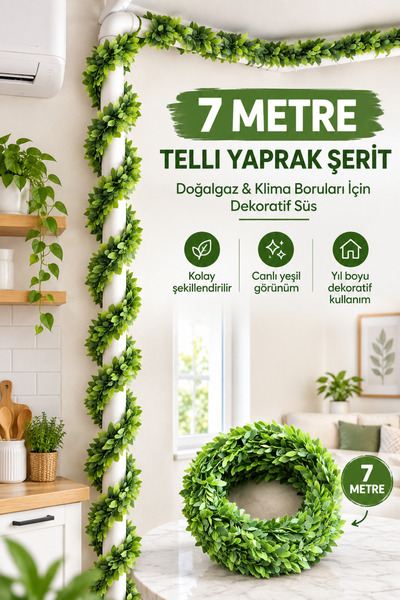 Besthırdavat Telli Serit Yaprak-- 7 Metre Dogal Gaz Ve Klima Boru Süsü Mutfak...