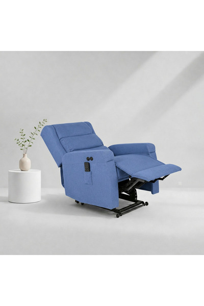 BACK CARE كرسي استرخاء بمحركين مزدوجين، مخملي، مع مسند للقدمين، أزرق، MG-7-A