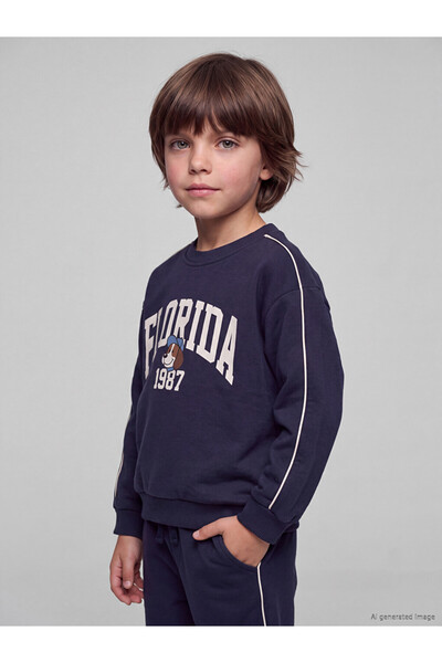 LC Waikiki Lcw Kids Navy Blue Printed Boys' Set