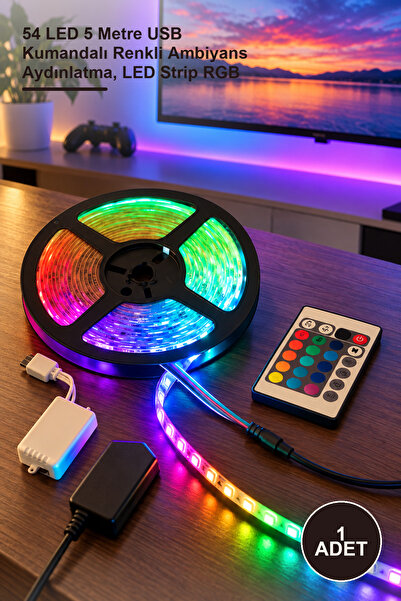 Yenilig 1 x RGB LED трака – 54 LED диоде, 5 метара, USB даљинско управљање, ш...