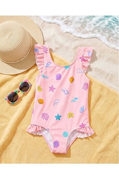 LCW STEPS Pink Patterned Girl's Swimsuit