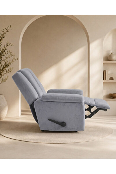 BACK CARE Fixed Base Recliner Chair, Velvet, Footrest, Gray, ND-3-S