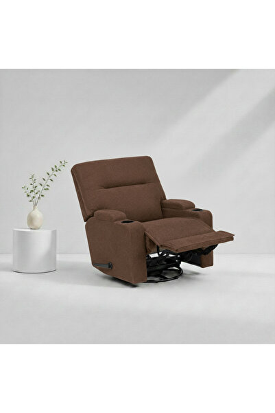 BACK CARE Swivel Rocking Recliner Chair, Velvet, Footrest, Brown, MG-3-H