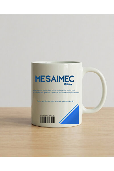 veracraft Mesaimec - Mizahi Eczane Tasarımlı Ofis ve Çalışma Masası Seramik K...