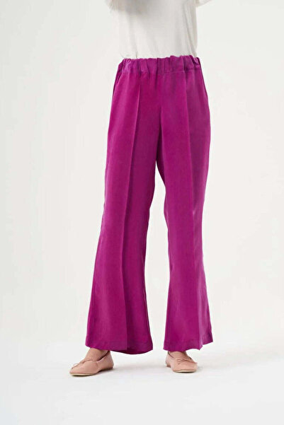 MissWhence Relaxed Wide-Leg Cupro Trousers - Fuchsia