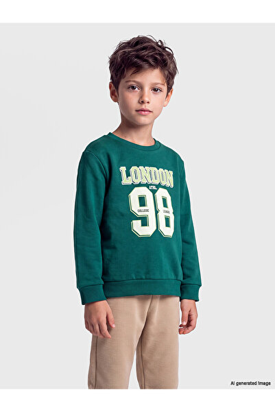LC Waikiki Two Mt Shop Quality Lcw Kids Green 3 Thread Raster Printed Standar...