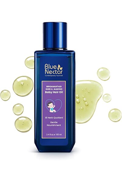 Blue Nectar زيت شعر الأطفال الأيورفيدي |   زيت شعر عشبي للأطفال الصغار بزيت ج...