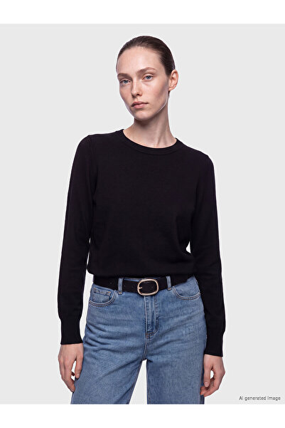 LC Waikiki Nevavm Lcw Comfort Black Knitwear Plain Oval Neck Women's Sweater ...