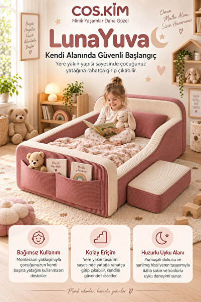 Cos.kim LunaYuva Montessori Çocuk Karyolası Tamamen Sünger Yıkanabilir Kılıf ...