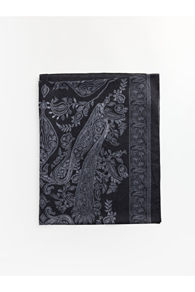 LC Waikiki Lcw Modest Black Voile Patterned Women's Shawl with Nevavm Difference