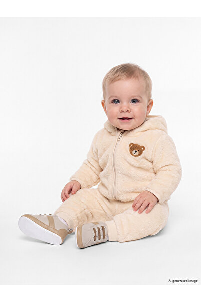 LC Waikiki Two Mt Shop Quality Lcw Baby Beige Embroidered Hooded Baby Boy Set