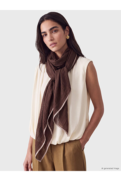 LC Waikiki Lcw Accessories Brown Voile Plain Women's Shawl with Nevavm Differ...