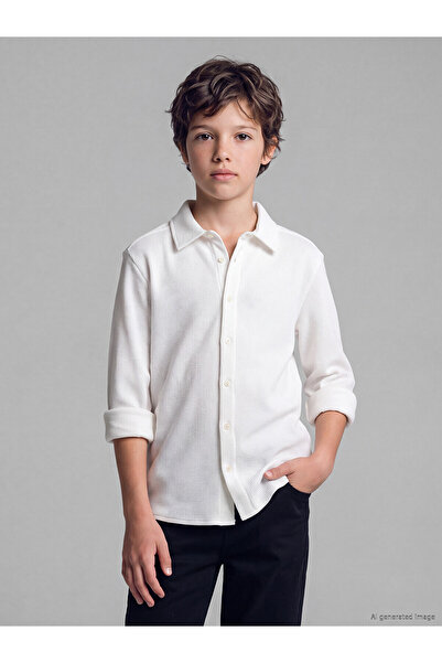 LC Waikiki Two Mt Shop Quality Lcw Kids White Long Sleeve Boys' Shirt