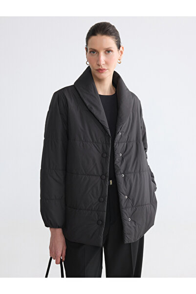 LC Waikiki Nevavm Lcw Grace Black Jacket Collar Women's Puffer Coat with Diff...