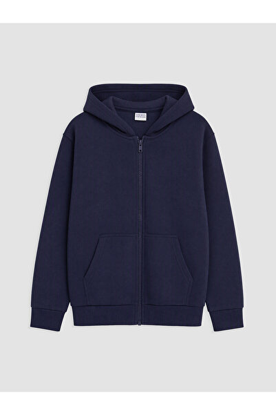 LC Waikiki Nevavm Farkıyla Lcw Kids Navy Blue Hooded Thick Boys' Zipper Sweat...