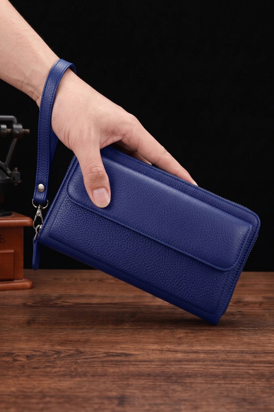 VANİLLA COLLECTİON Kişiye Özel İsim Baskılı El Portföyü Cüzdan Telefon Bölmeli Fermuarlı Unisex Lacivert