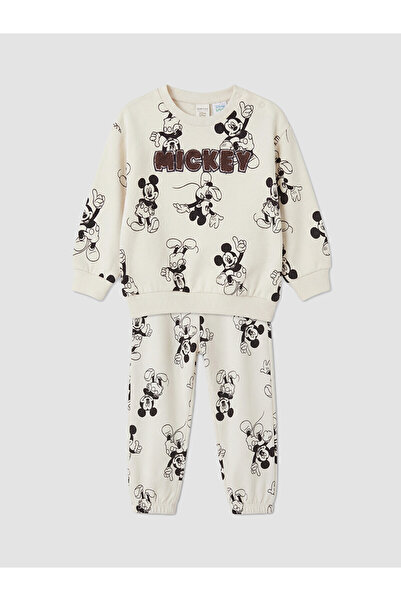 LC Waikiki Two Mt Shop Quality Lcw Baby Gray Mickey Mouse Printed Baby Boy Set