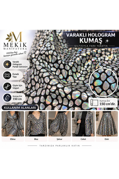MEKİK MANİFATURA Țesătură elegantă cu hologramă și folie metalică