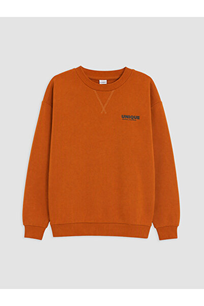 LC Waikiki Two Mt Shop Quality Lcw Kids Orange Oval Collar Boys' Sweatshirt