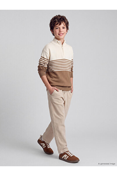 LC Waikiki Lcw Kids Brown Stand-Up Collar Boys' Knitwear Sweater with Nevavm ...