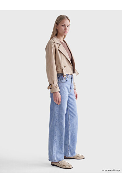 LC Waikiki Alita City Blue Denim Straight Baggy Fit High Waist Straight Leg W...