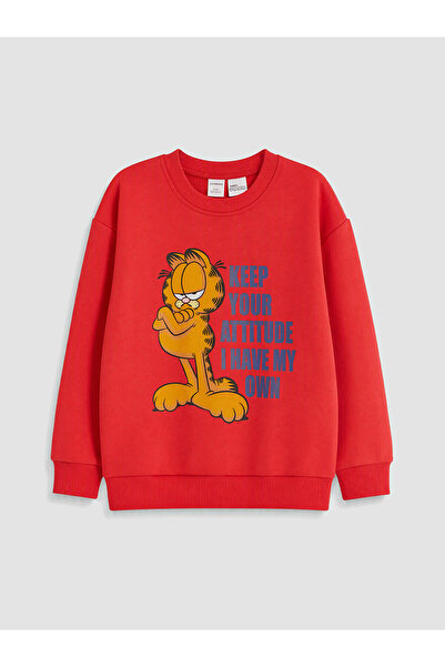 LC Waikiki Two Mt Shop Quality Lcw Kids Red 3 Thread Printed Boys' Sweatshirt