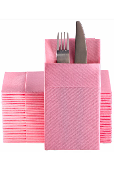 NapkinStore Pembe 40*40 1/8 Cepli Premium Kumaş Dokulu Peçete 50'li Kutu