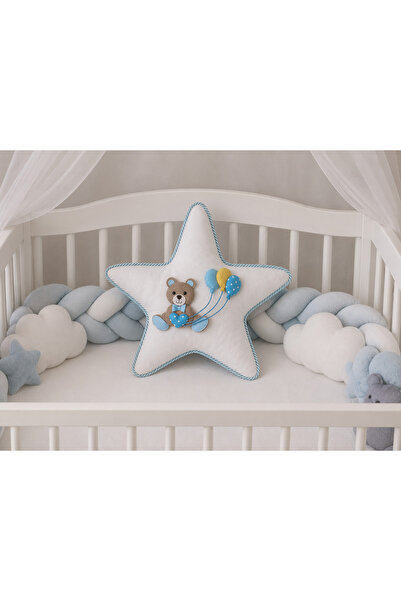 Keçeli parti hayalleri Baby Pillow with Star, Teddy Bear and Balloons