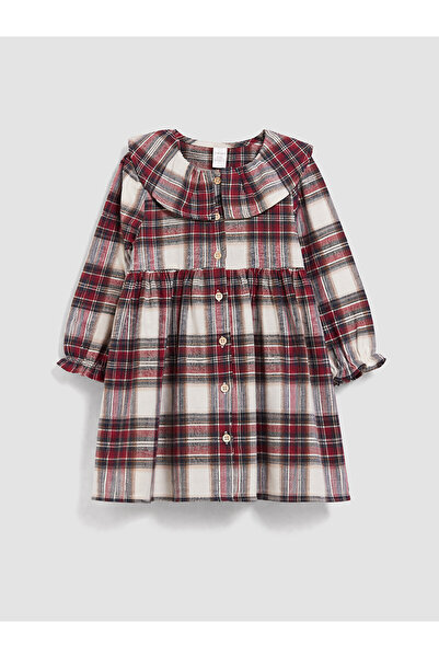 LC Waikiki Alita City Pink Gabardine Plaid Girls' Dress with a Difference