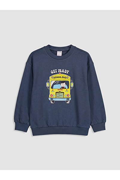 LC Waikiki Two Mt Shop Quality Lcw Kids Navy Blue 3 Thread Printed Loose & Ba...