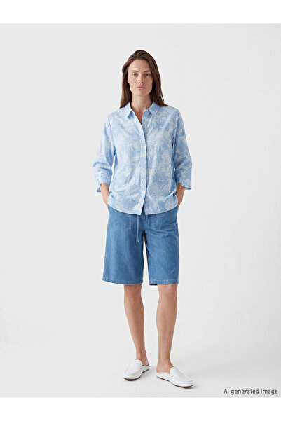 LC Waikiki Alita City Lcw Grace Blue Denim Straight Bermuda Women's Jean Shor...