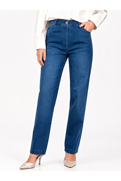 MissWhence High-Waist Straight-Leg Stretch Jeans - Navy
